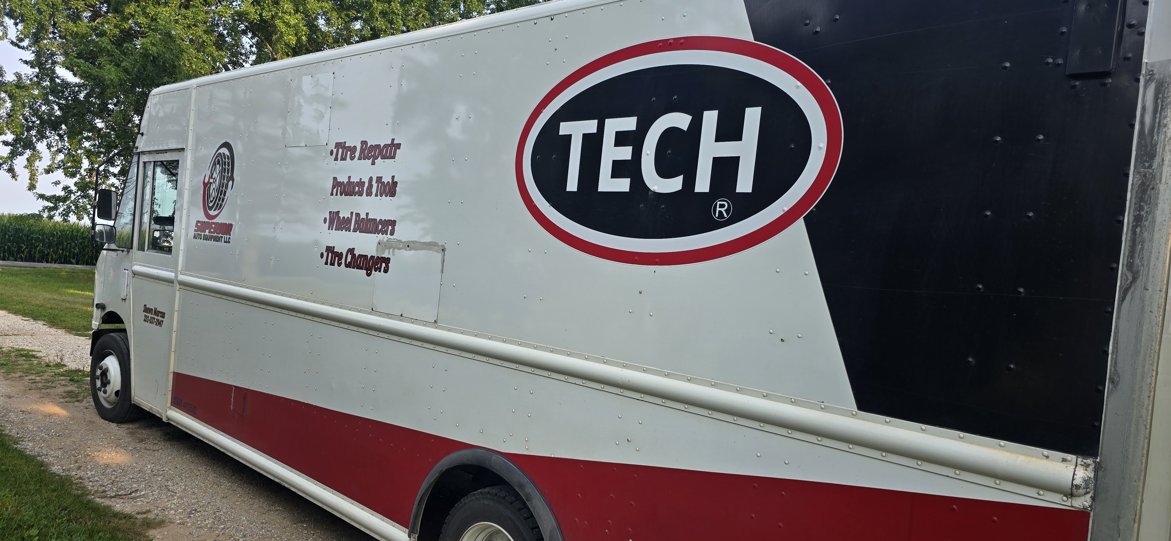 Superior Auto Equipment LLC delivery van — tire repair products, wheel balancers, tire changers